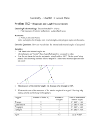 Calculate the sum of all the interior angles of the polygon calculate the sum of all the interior angles of the polygon a. 10 2 Diagonals And Angle Measure