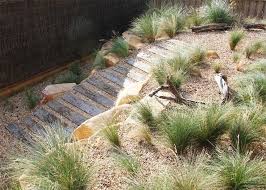 Gravel And Sleeper Path Through Dune Setting Small Garden Landscape Coastal Gardens Landscape Design