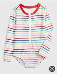 Baby Gap Girls Striped Rashguard Swimsuit Swimwear Babies Kids Babies Kids Fashion On Carousell