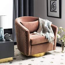 Amazon Com Safavieh Sfv4702a Home Collection Clara Quilted Swivel Dusty Rose Tub Accent Chair Gold Kitche Swivel Barrel Chair Barrel Chair Living Room Chairs
