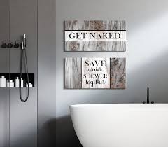 Bathroom Wall Art 2 Piece Funny Bathroom Wall Art Set Wood Frame Rea Sense Of Art In 2020 Bathroom Wall Decor Art Bathroom Wall Decor Diy Bathroom