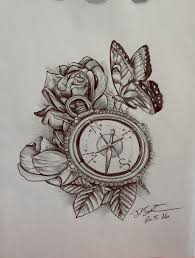 Tattoo Art Design Custom Drawing Pencil Vorlage Entwurf Butterfly Schmetterling Rosen Komp Kompass Tattoo Vorlage Kompass Rose Tattoo Kunst Tattoos