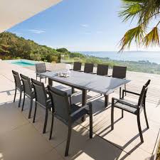 Moderne et élégante, cette chaise de jardin a déjà sa place autour de votre table. Table De Jardin Extensible Allure Gris Raye Poivre Graphite 10 Places