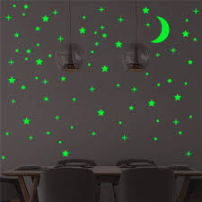 الإبداعية نجوم القمر مضيئة صور مطبوعة للحوائط غرفة نوم ديكور المنزل الأخضر الفلورسنت ملصقات جدار توهج في الظلام خلفيات Leather Bag