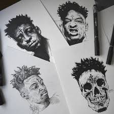 Sketch 21 Savage Hip Hop Artwork Pen Art Celebrity Drawings