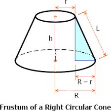 R = radius h = height s = slant height v = volume l = lateral surface area b = base surface area a = total surface area π = pi = 3.1415926535898 √ = square root Frustum Of A Right Circular Cone Solid Geometry Review At Mathalino