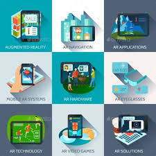 Augmented Reality Square Shadow Icons Set Augmented Reality Icon Set Reality