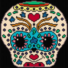 Latch Hook Rug Pattern Chart Sugar Skull 1 And Similar Items