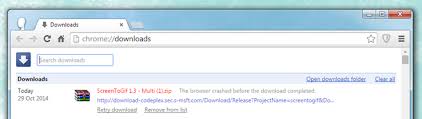 resume a failed chrome download from
