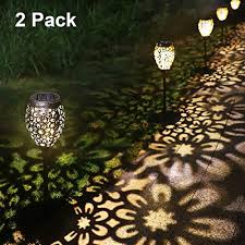 Ulmisfee Garden Solar Lights Pathway Outdoor Solar Stakes Lights Waterproof Decorative Metal Lights For Yard Lawn Farmhouse Goals