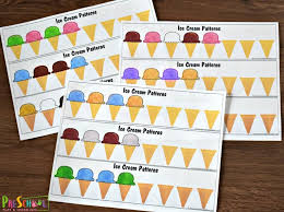 Teach preschool age children to be able to recognize patterns and complete them. Free Ice Cream Patterns Printable For Kids