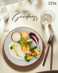 Experience gourmet dining at Zen with our richly flavored grilled salmon,  served with fresh-cut greens, sauteed veggies, and buttery mashed potatoes.  #salmon #bestplaceindhaka #zen #best #Dhanmondi #bestfood #dinein