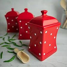 Get 5% in rewards with club o! Handmade Red And White Polka Dot Ceramic Canister Set Tea Coffee Sugar Jars 5996183682018 Ebay