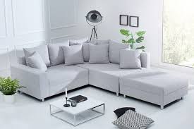 Design Ecksofa Loft Silbergrau Federkern Sofa Ot Beidseitig Aufbaubar Inkl Hocker Ein Modernes Ecksofa Das Zum Entspannen Einl Ecksofas Federkern Sofa Sofa