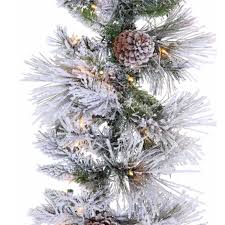 Our morzine garland is ready for christmas! Get 9 Foot Long Needle Flocked Artificial Christmas Garland Pre Lit With 100 Clear Sure Lit Incandescent Lights In Mi At English Gardens Nurseries Serving Clinton Township Dearborn Heights Eastpointe Royal Oak West Bloomfield