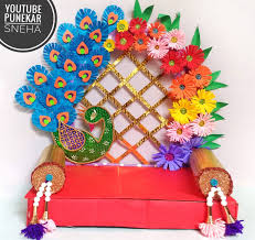 Eco Friendly Makhar Ideas Ganpati Decoration Ideas For Home Quick Easy G Eco Friendly Ganpati Decoration Ganpati Decoration Design Janmashtami Decoration