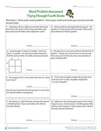 Fourth Grade Math Worksheets Word Problem Assessment Flying Through Fourth Grade Word Problem Assessment Word Problem Worksheets Word Problems