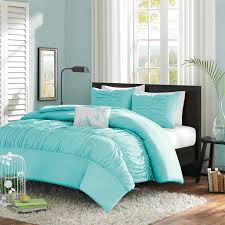 Twin Twin Xl Mint Blue Light Teal Ruched Fabric Comforter Set Fastfurnishings Com