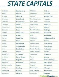 Printable List Of Us State Capitals States And Capitals Social Studies Worksheets Learning States