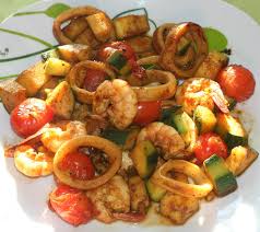 Encornet Gambas Courgette Tomates Cerises Marines A La Plancha Amafacon Recettes De Cuisine Cuisine A La Plancha Cuisine Poisson