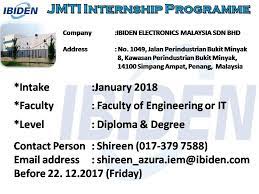 For expats and internationals living in penang, malaysia. Jom Masuk Jmti Internship Placement Jan 2018 For Jmti Facebook