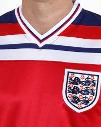 An instantly recognisable icon of. England 1982 Retro Football Away Shirt Red 80s Casual Classics