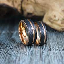 Hammered Rings Hammered Wedding Bands 2 Piece Couple Set Hammered Rings Black Wedding Hammered Wedding Rings Black Tungsten Wedding Ring Black Wedding Rings