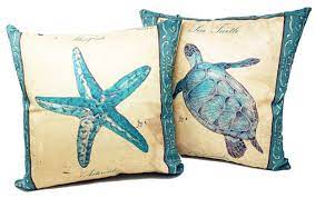Le hippocampe seahorse oblong throw pillow in natural. Beach Throw Pillows Decorative Throw Pillow Covers 2 Pack 18 X 18 Inch Coastal Beach Decor Couch Pillows With Starfish Sea Turtle Theme Buy Online In Botswana At Botswana Desertcart Com Productid 110087039