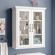 Sunny wood grayson 30 wide x 42 wall cabinet with glass doors, soft close hinges and 4 drawers. Glass Doors Wall Mounted Cabinet Wayfair