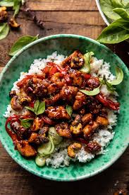 Thai Basil Sesame Cashew Chicken With Coconut Rice Half Baked Harvest Recipe In 2020 Asian Recipes Recipes Cashew Chicken