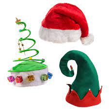 Funny Party Hats Plush Santa Hat Felt Elf Hat W Bells Green Coil Christmas Tree Hat 3 Pack Walmart Com Christmas Tree Hat Elf Hat Plush Santa