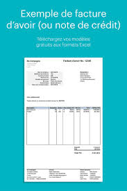 Exemple De Facture D Avoir Ou Note De Credit Exemple Facture Faire Une Facture Modele Facture