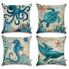 5 out of 5 stars. Decorative Throw Pillow Covers Coastal Beach Decor Couch Pillows With Starfish Sea Turtle Theme 2 Pack 18 X 18 Inch Beach Throw Pillows Brigs Com