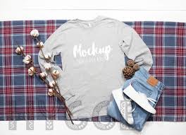 Bella Canvas 3501 Athletic Heather Long Sleeve Tshirt Mockup Etsy Hoodie Mockup Tshirt Mockup Long Sleeve Tshirt