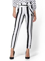Black And White Striped Jeans Womens 7th Avenue Black White Stripe Madie Pant New York Company Black Pants Black White Stripes Pants For Women