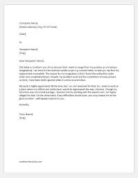 Resignation Letter Due To Unfair Treatment Word Excel Templates