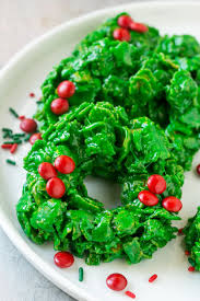 This Recipe For No Bake Christmas Wreath Cookies Has Just Six Ingredients And Can Be Made In 15 Christmas Wreath Cookies Wreath Cookies Christmas Recipes Easy