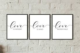 Love Is Patient Love Is Kind Love Never Fails Printable Set Of Etsy In 2020 Love Is Patient Printable Set Wall Art Quotes