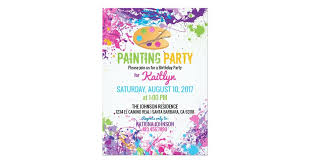 Background Birthday Party Invitation Card Design Artist Palette Paint Splashes Birthday Invitation Zazzle Com Paint Splash Paint Splash Background Artist Palette
