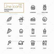 Fastfood Concept Line Design Icons Set By Boykopictures Graphicriver Fastfood Recipe Icon Design Icon Design Inspiration Food Icons