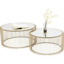 Round Brass Coffee Table With Mirror Set Of 2 Modern Tables Brass Coffee Mirror Modern Set Table In 2020 Gold Coffee Table Coffee Table Brass Round Coffee Table