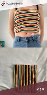 Crop Top Birthday Outfits For 15 Year Olds Rainbow Tube Top In 2020 Tube Top Tops American Eagle Outfitters Tops