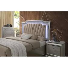 Buy online and pick up today! Acme Kaitlyn Queen Bed With Led Headboard In Pu And Champagne Overstock 24088397
