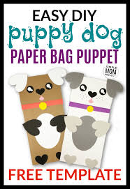 Print out pattern page and color. Easy Diy Paper Bag Dog Puppet Free Template