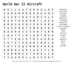 download word search on world war ii aircraft