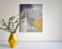 Abstrakte Malerei Acryl Auf Leinwand Original Landschaft Grau Gelb Schwarz Thunderstorm Abstract Painting Painting Water Abstract