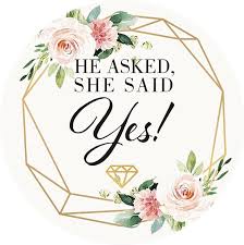 50 Count of 2 Round He Asked She Said Yes Stickers for Wedding Party  Decorations