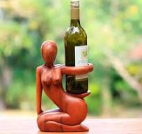 Handcrafted Wood Wine Bottle Holder, 'Hostess'