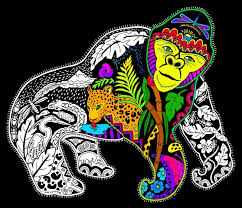 Gorilla Fuzzy Velvet Coloring Poster Inner Nature Fuzzy Posters Coloring Posters Fuzzy