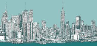 Drawing tutorials of new york city. New York City In Blue Green Drawing By Building Art